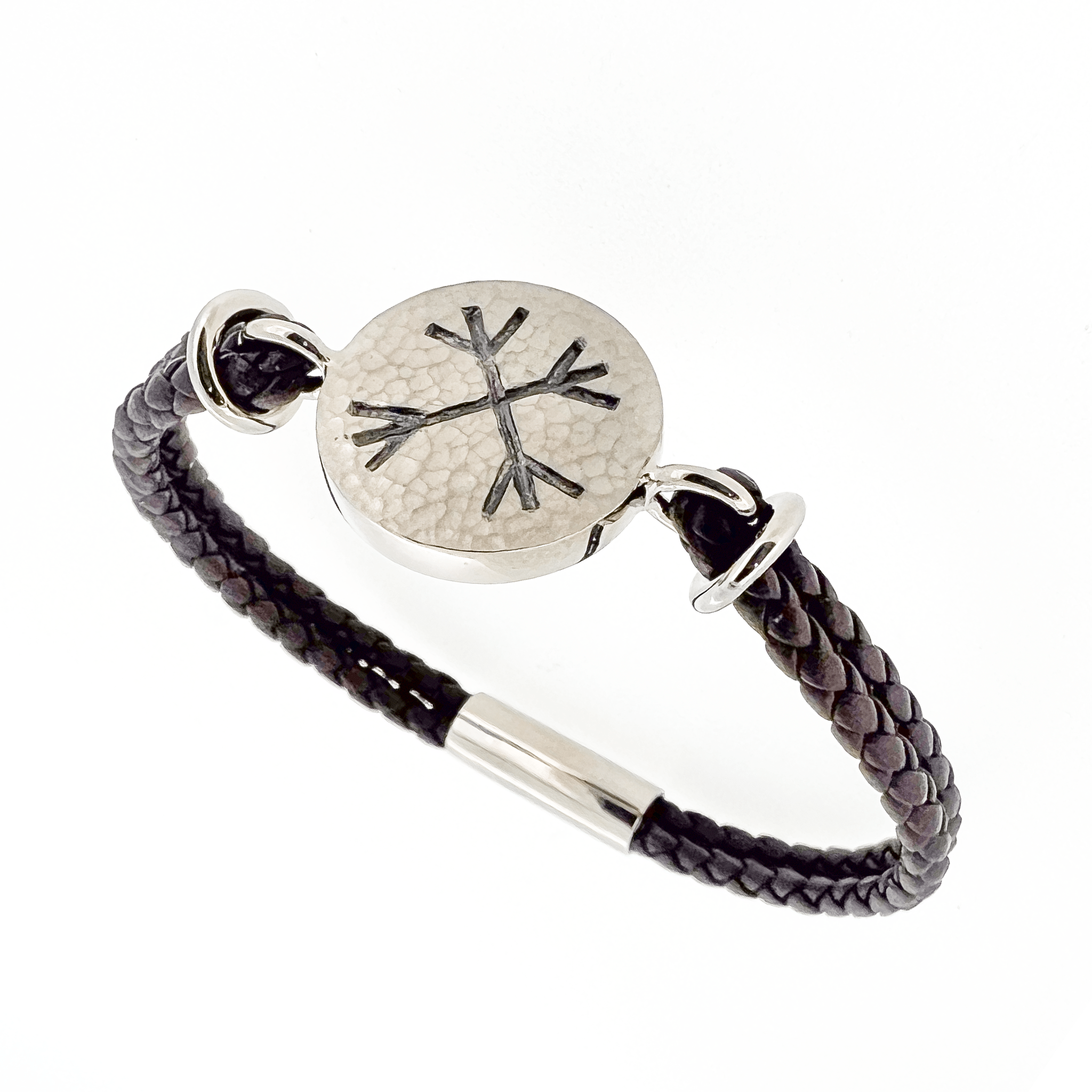 Ægishjálmur - Brúnt Fléttað Leðurarmband - nammi.isZeezen