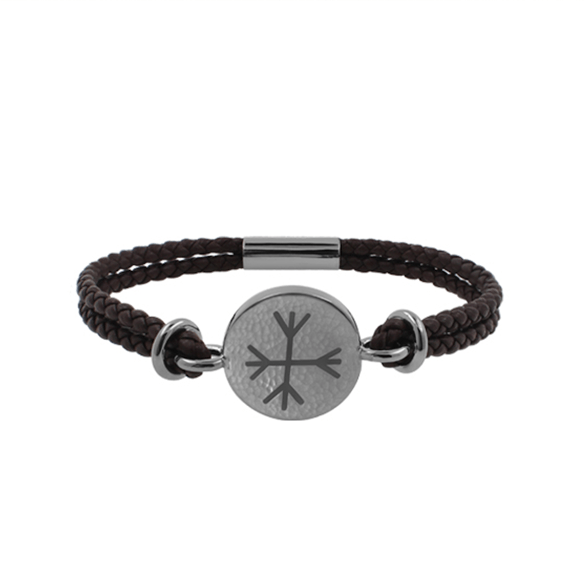 Ægishjálmur - Brúnt Fléttað Leðurarmband - nammi.isZeezen