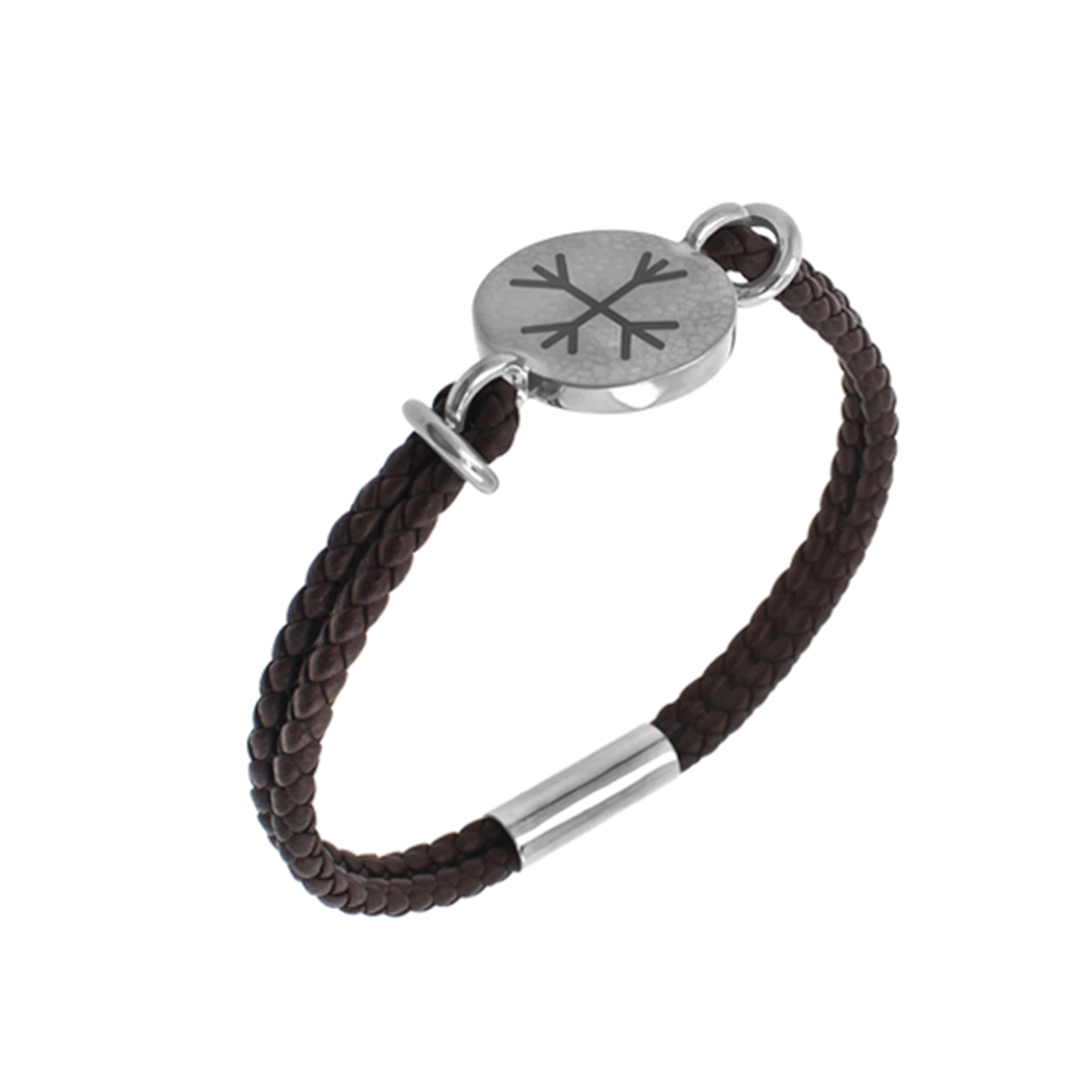 Ægishjálmur - Brúnt Fléttað Leðurarmband - nammi.isZeezen