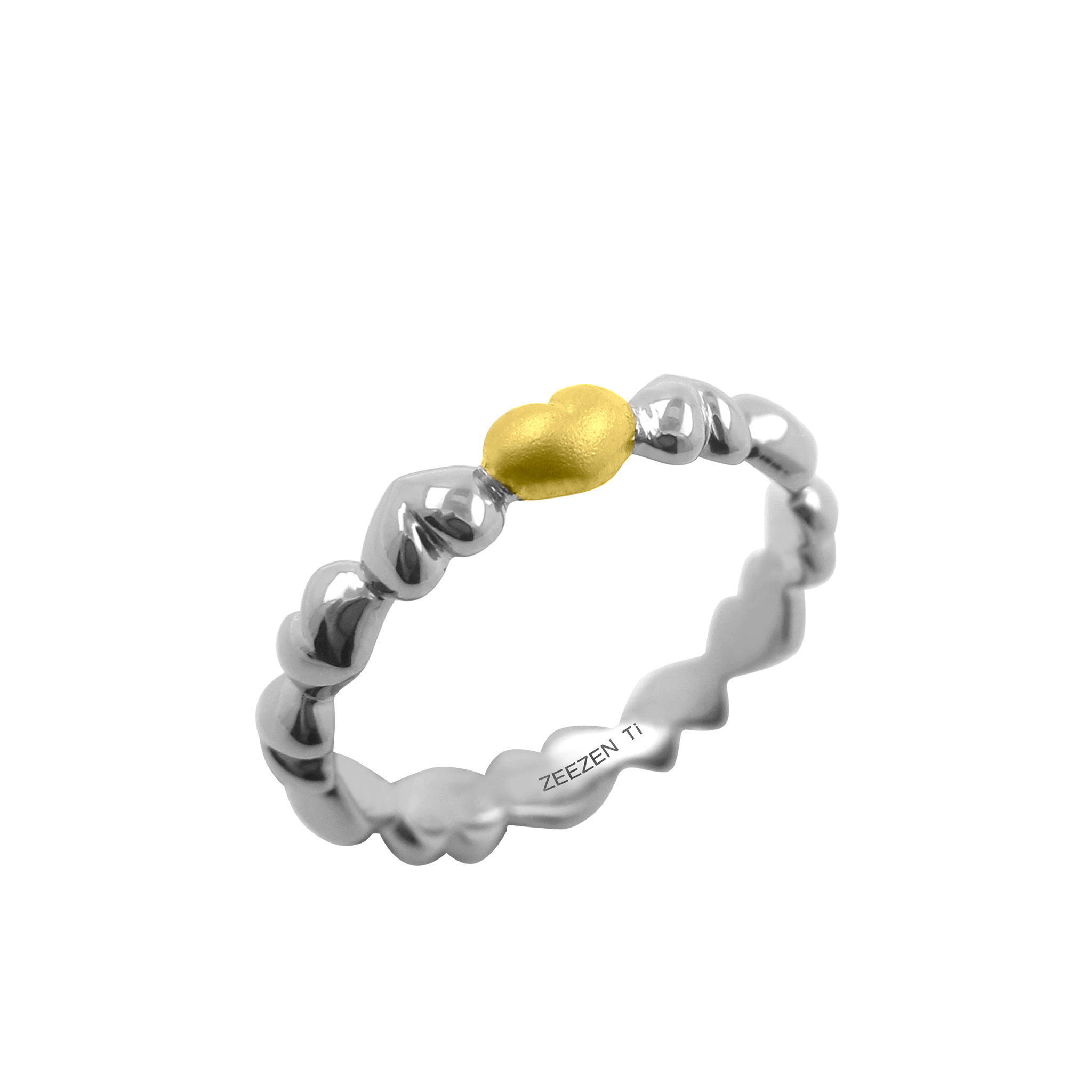 Amor - Títaníumhringur með Gullhjarta 24k - nammi.isZeezen