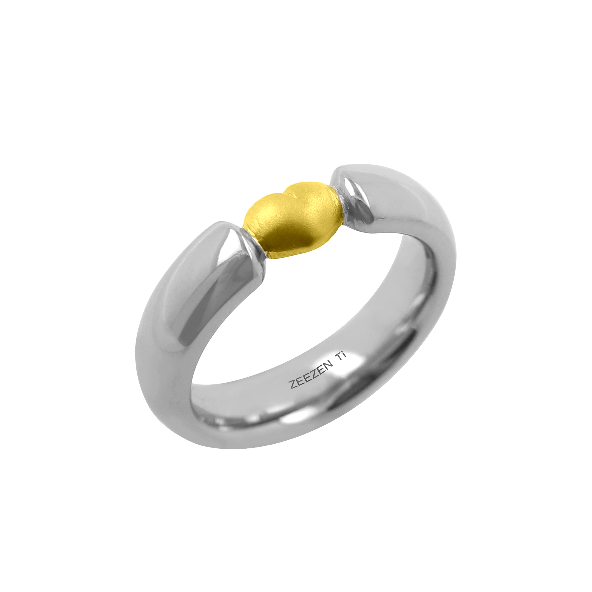 Amor - Títaníumhringur með Gullhjarta 24k - nammi.isZeezen