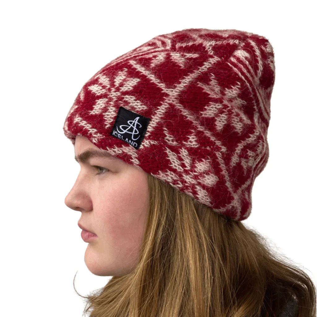 Beanie & Scarf / Red - White - nammi.isSA Iceland