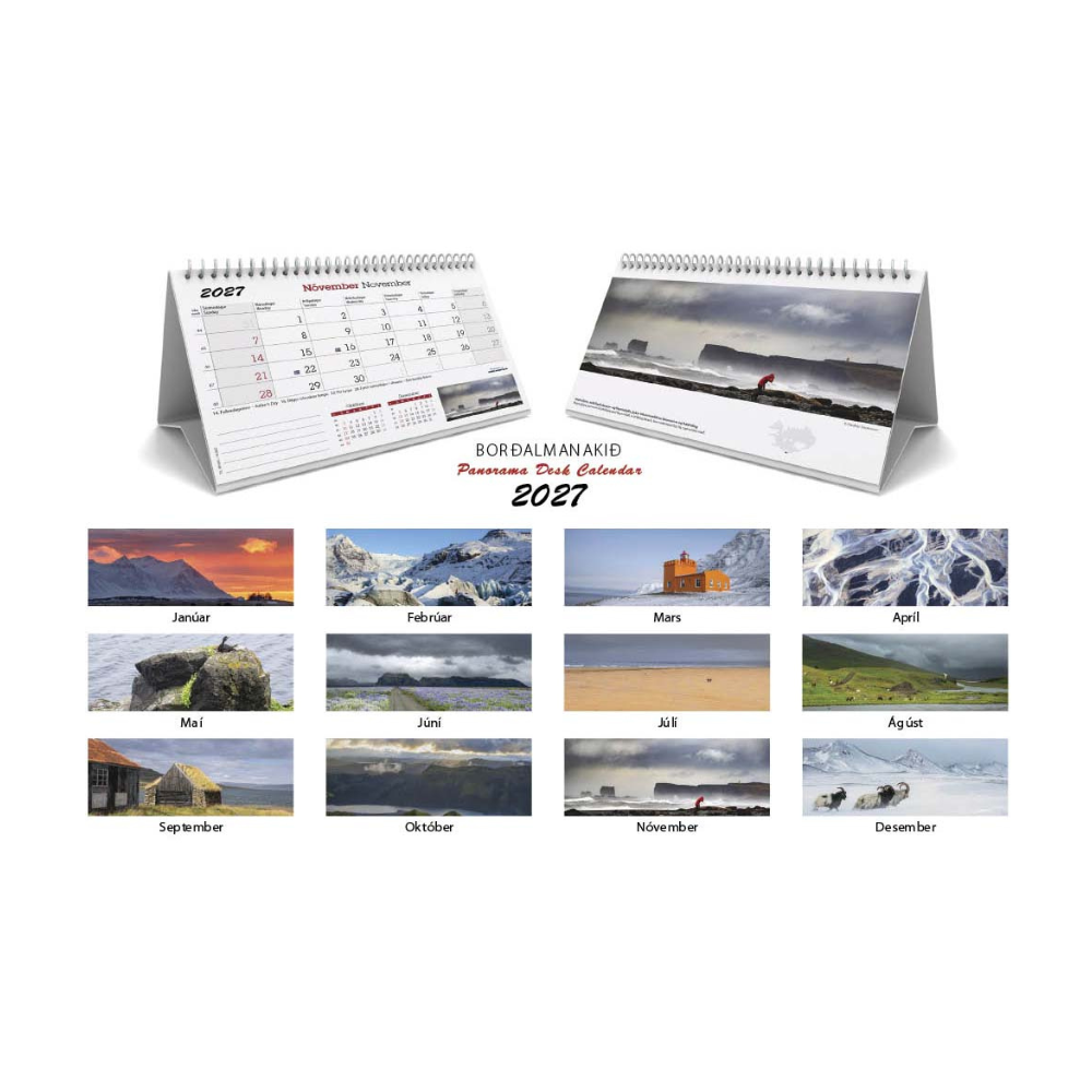 Icelandic Desktop Calendar 2027