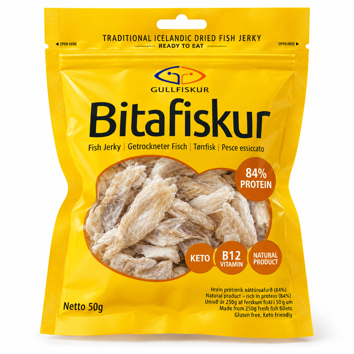 Dried Fish - Cod / Bitafiskur - Þorskur 50g - nammi.isVon Iceland