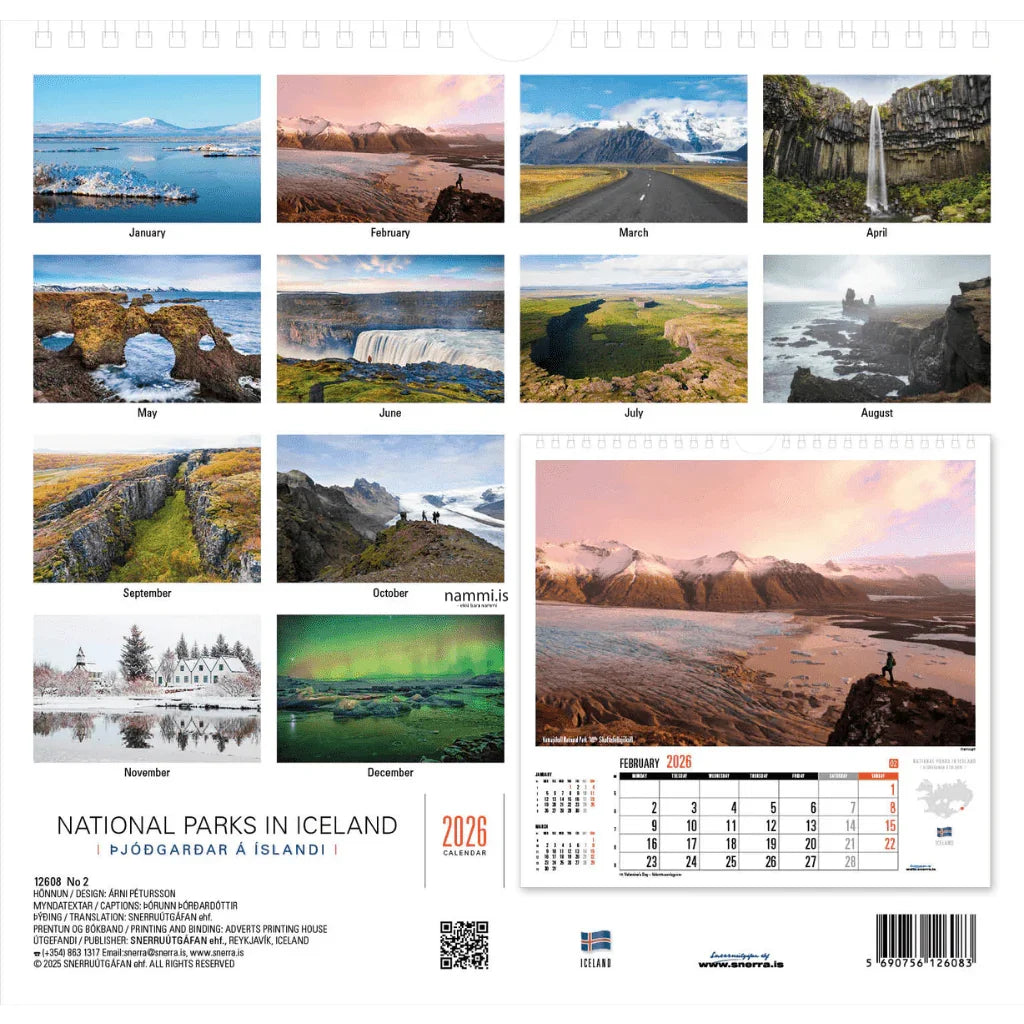 National Parks in Iceland Calendar 2026 - nammi.isSnerra