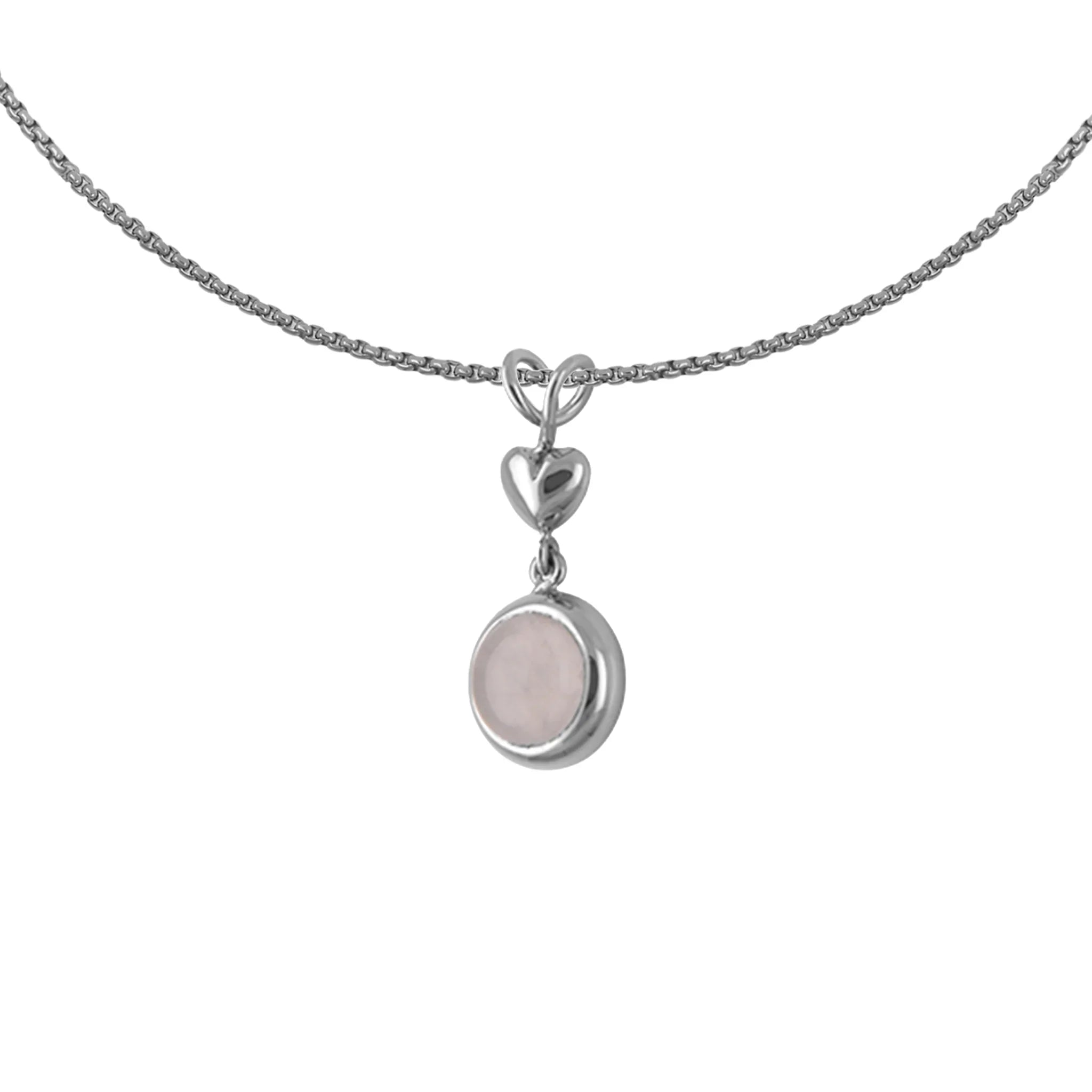 Títaníum Hjartahálsmen með Rósakvars - nammi.isZeezen
