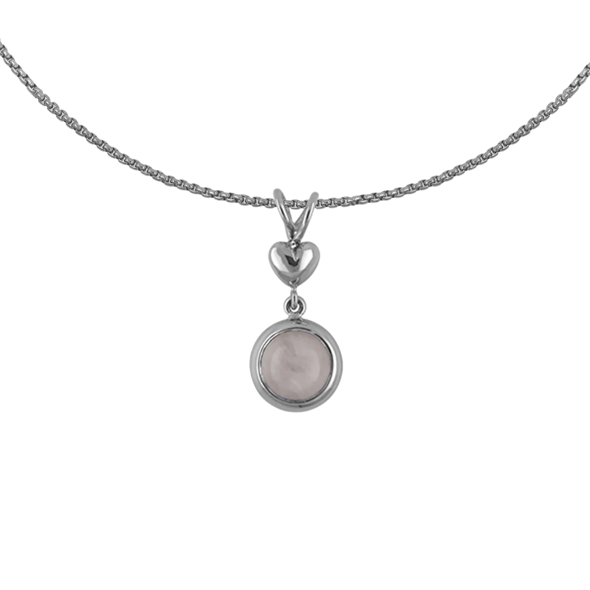 Títaníum Hjartahálsmen með Rósakvars - nammi.isZeezen