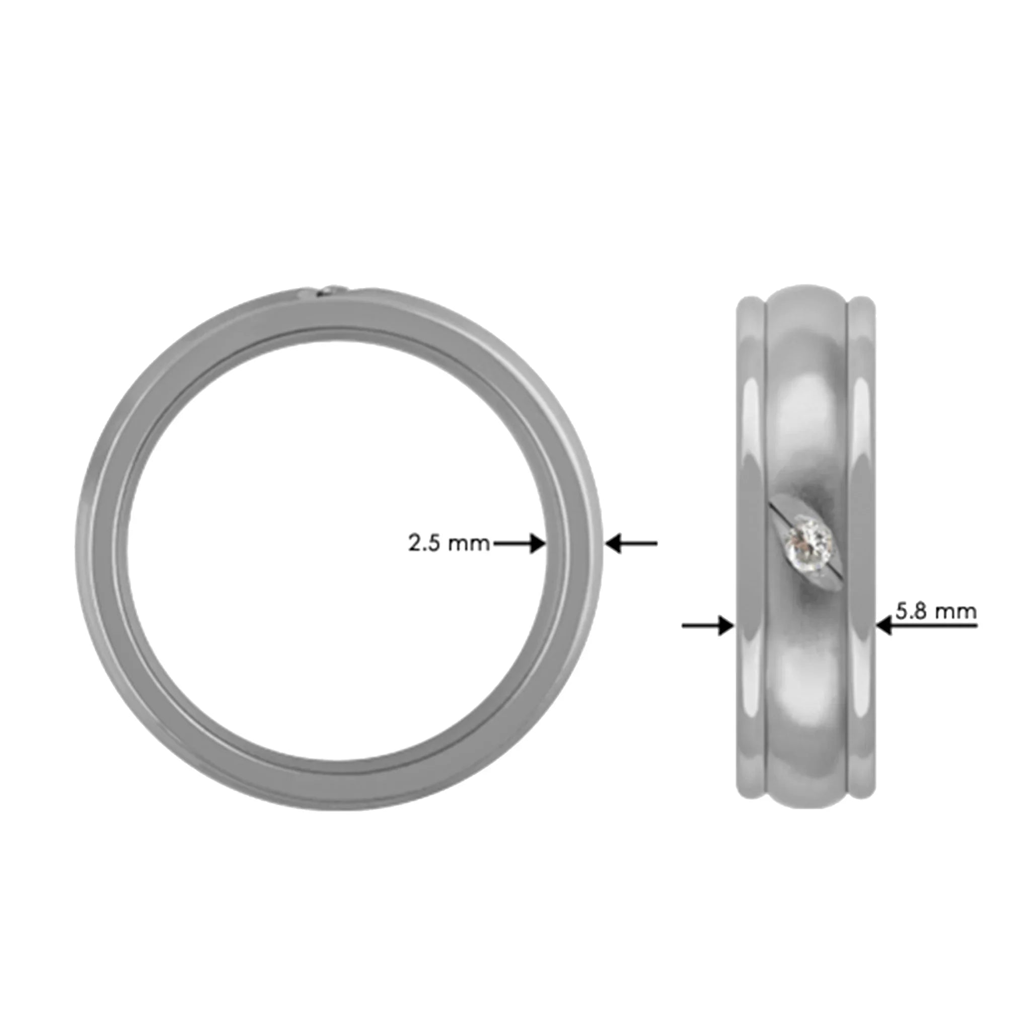 Títaniumhringur 5,8mm með demanti - nammi.isZeezen