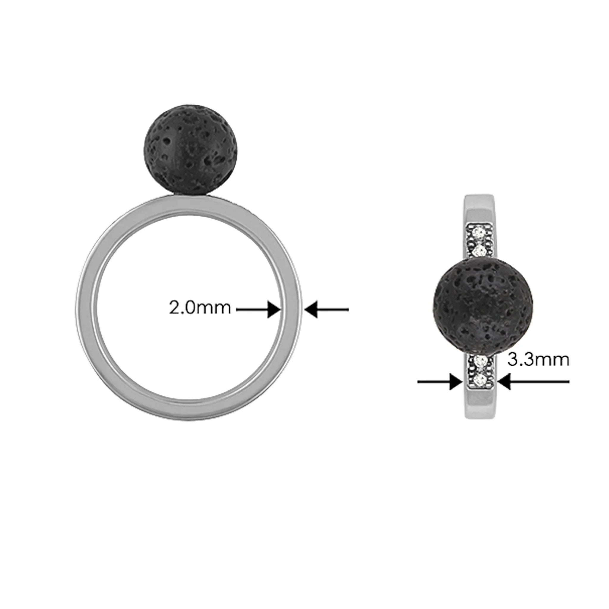 Títaníumhringur með demöntum og hraunkúlu - nammi.isZeezen