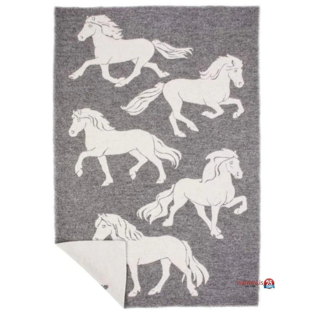 Blanket / Hestar Grátt 7991-0103 (140 x 210 cm) - nammi.isÍstex
