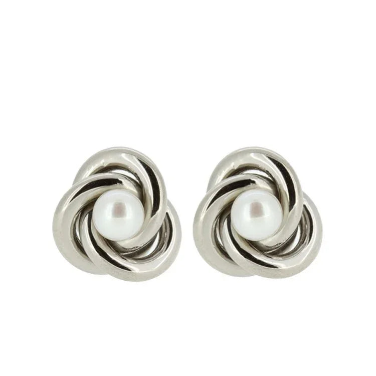 Celtic Knot Titanium Earrings w/ Freshwater Pearl - nammi.is