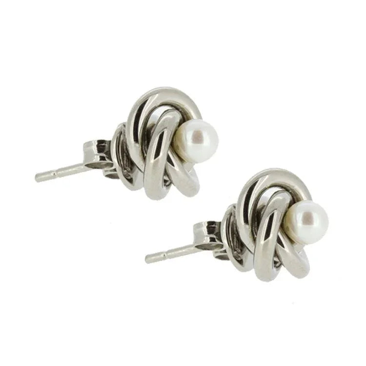 Celtic Knot Titanium Earrings w/ Freshwater Pearl - nammi.is