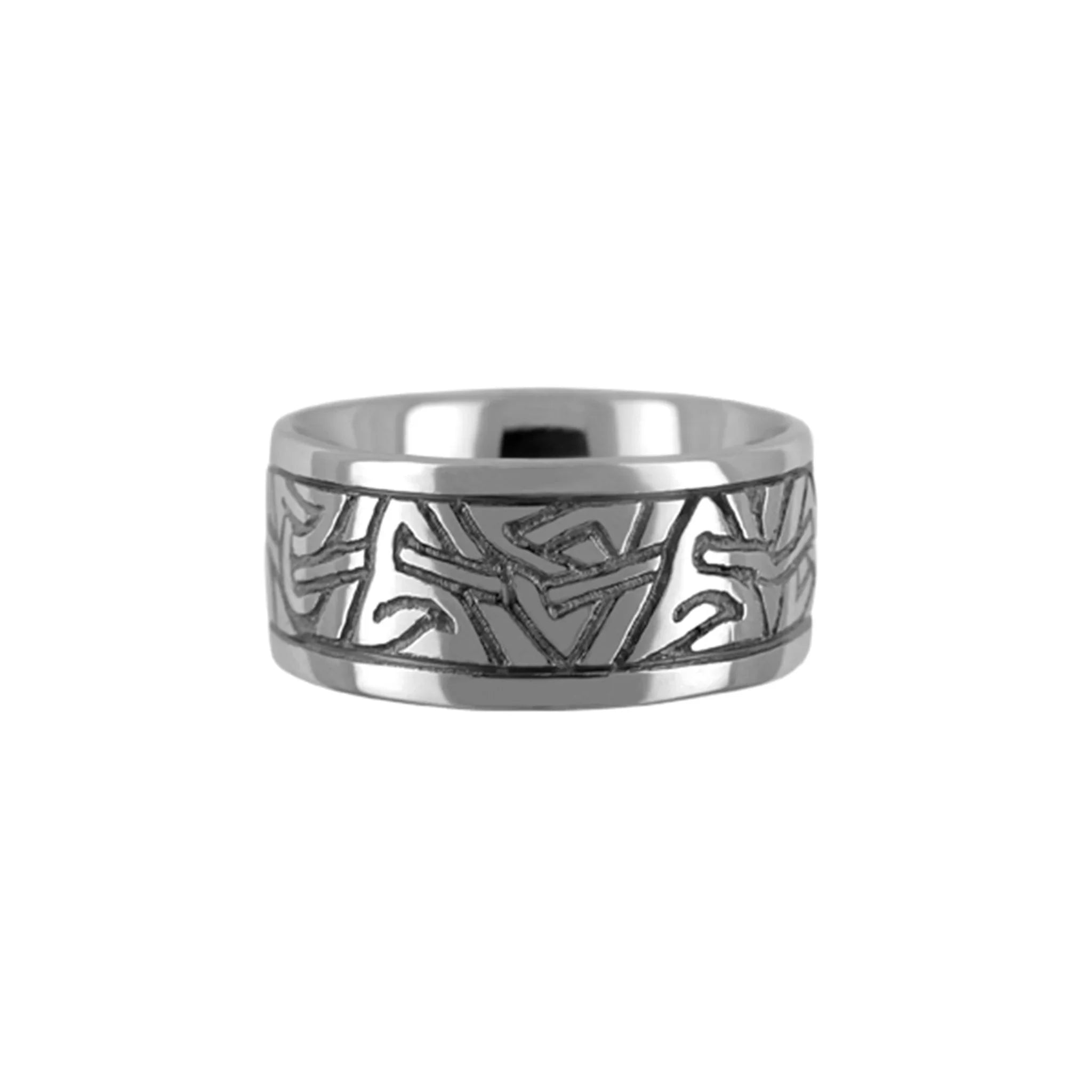 Celtic Titan Ring Hand Carved Celtic Ring Polished/Oxidised - nammi.isÓfeigur