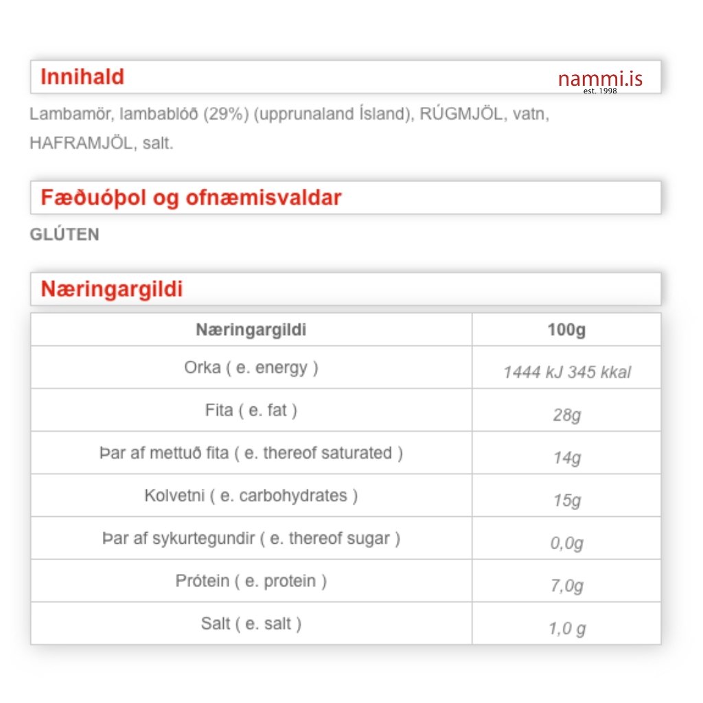 Cooked Bloodpudding (400 gr.) - nammi.is