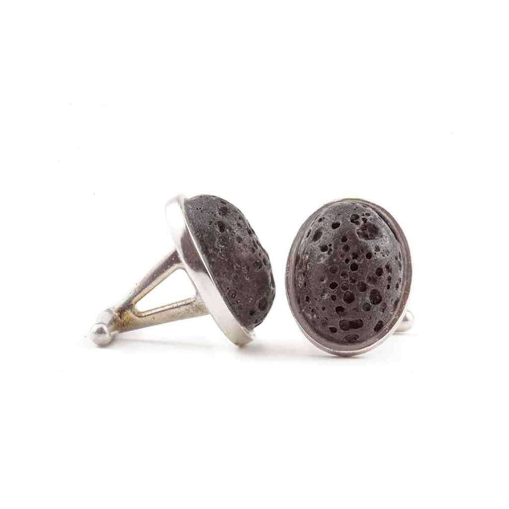 Cufflinks with Black Icelandic Lava Stone - nammi.is