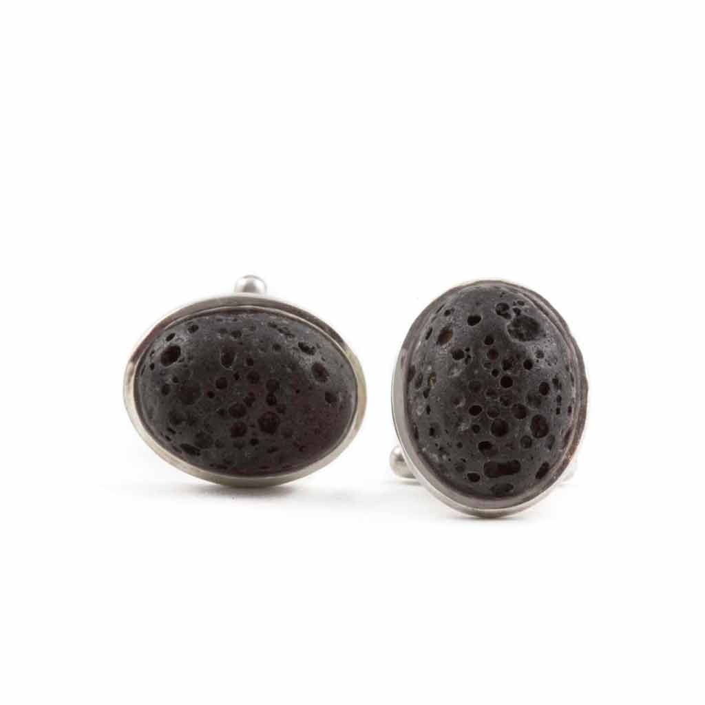 Cufflinks with Black Icelandic Lava Stone - nammi.is