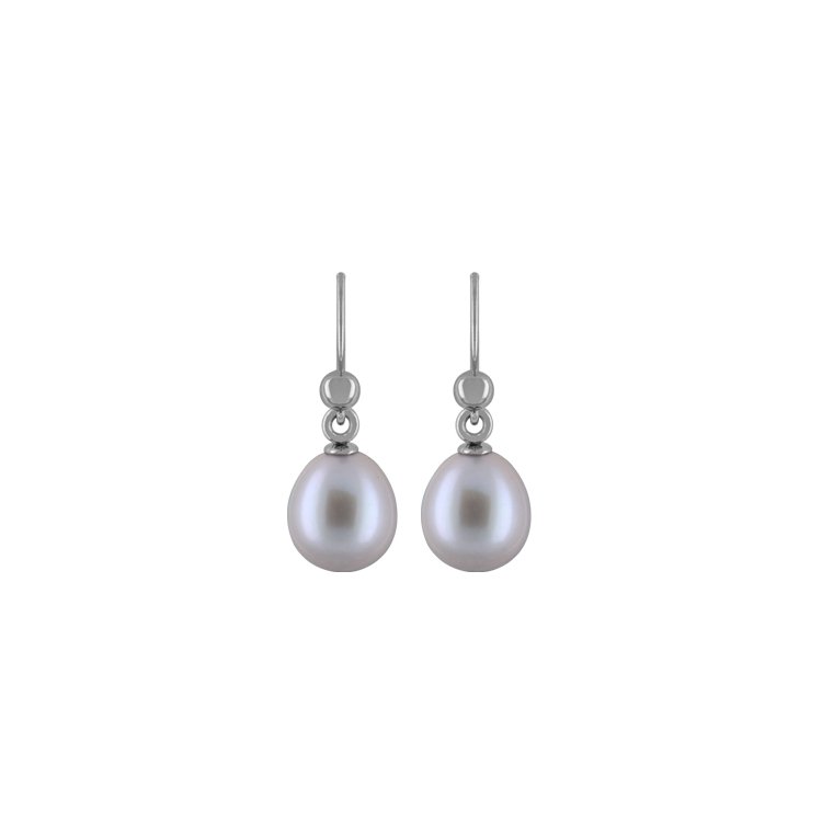 Titanium Earring w/ Freshwater Pearls Grey Rice 8.5-9mm Polished - nammi.is