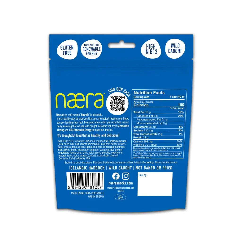 Fish Jerky Crunch-Buttery Herb (40 g or 1.41 oz) - nammi.isResponsible Foods