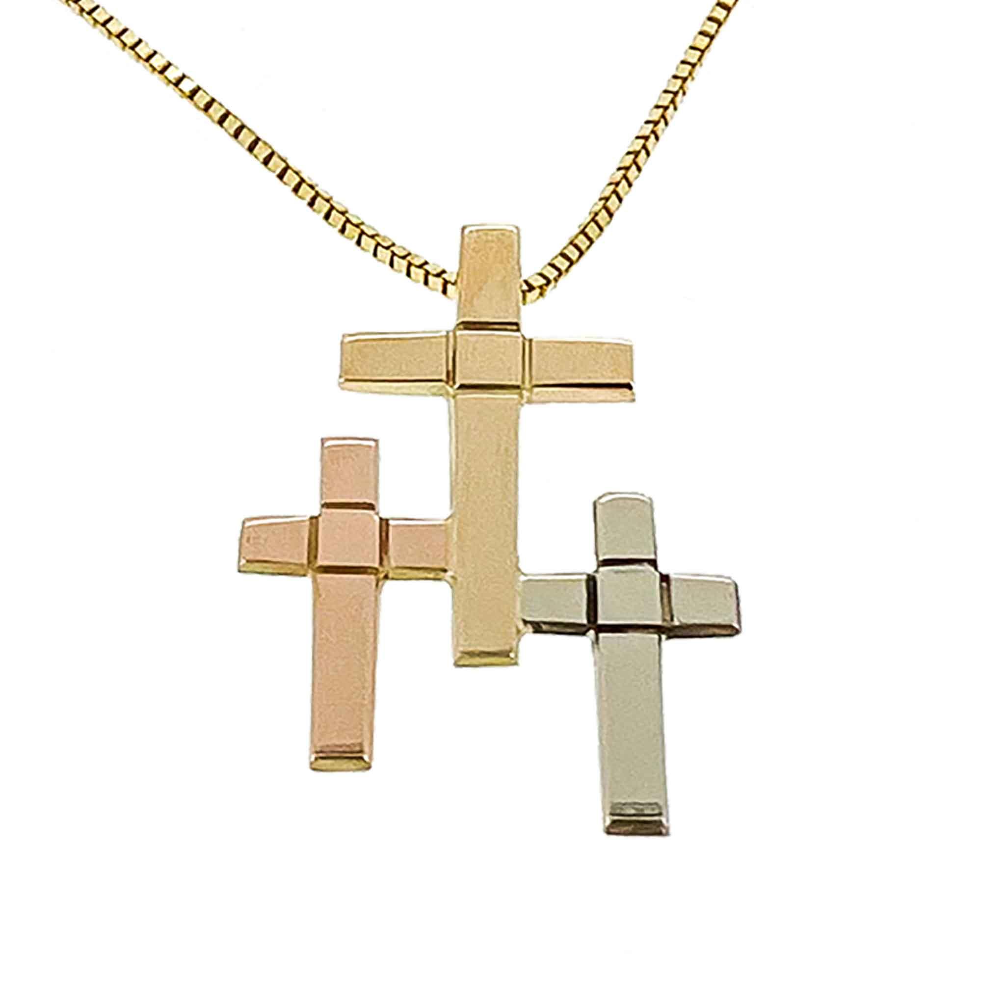 Golden Trinity the authentic cross 14k gold with 14k gold plated chain.- nammi.is