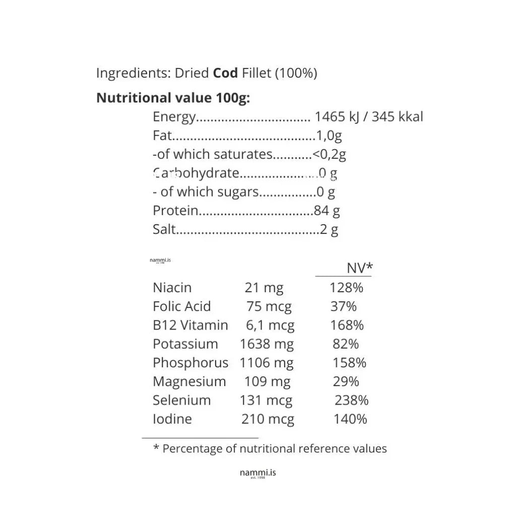 Harðfiskur Haddock / Dried Haddock Fish fillets (200 gr.) - nammi.isVon Iceland