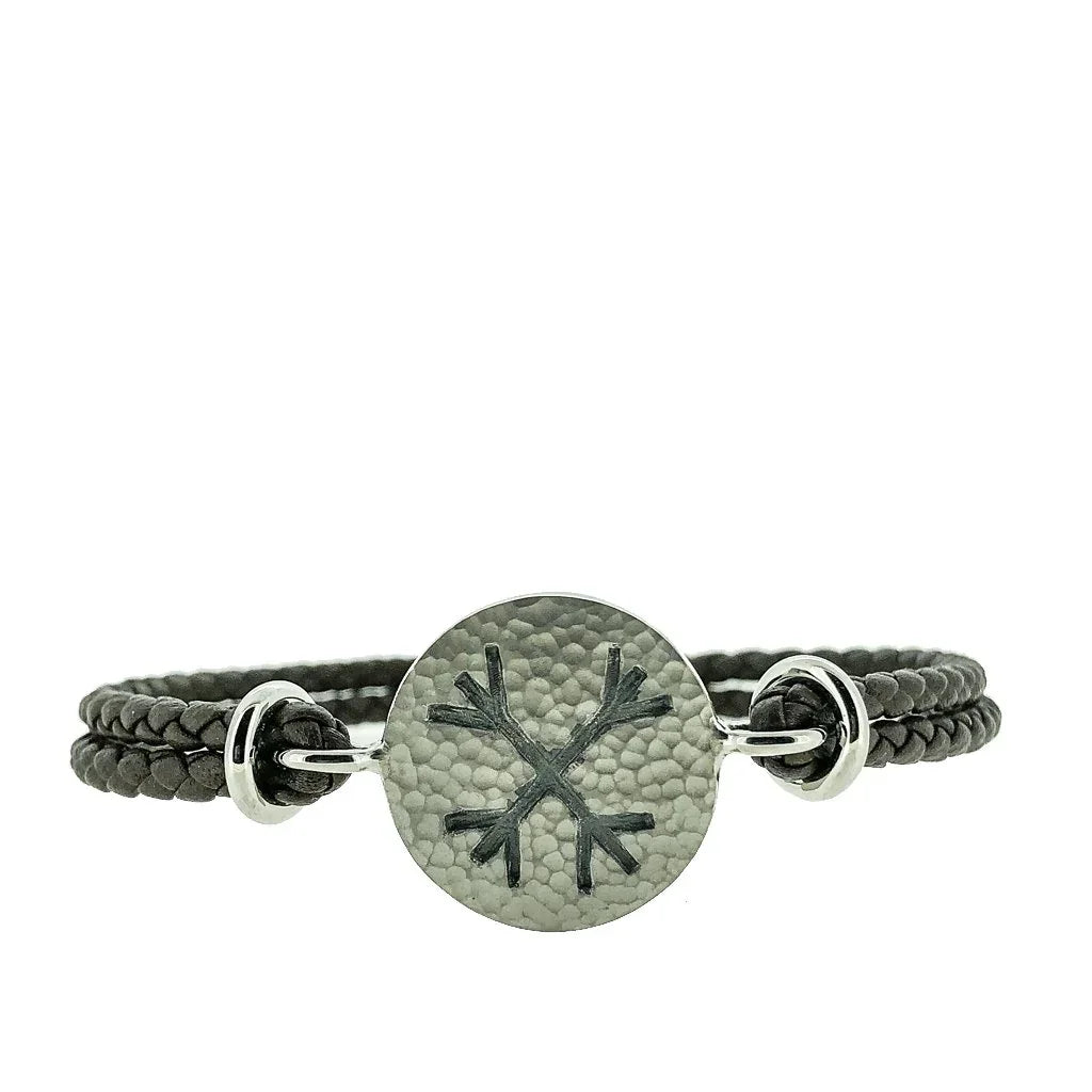 Helm of Awe Leather Bracelet - Hammered - nammi.isÓfeigur