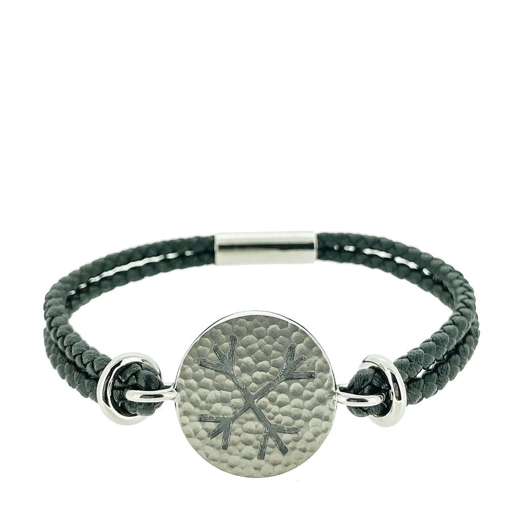 Helm of Awe Leather Bracelet - Hammered - nammi.isÓfeigur