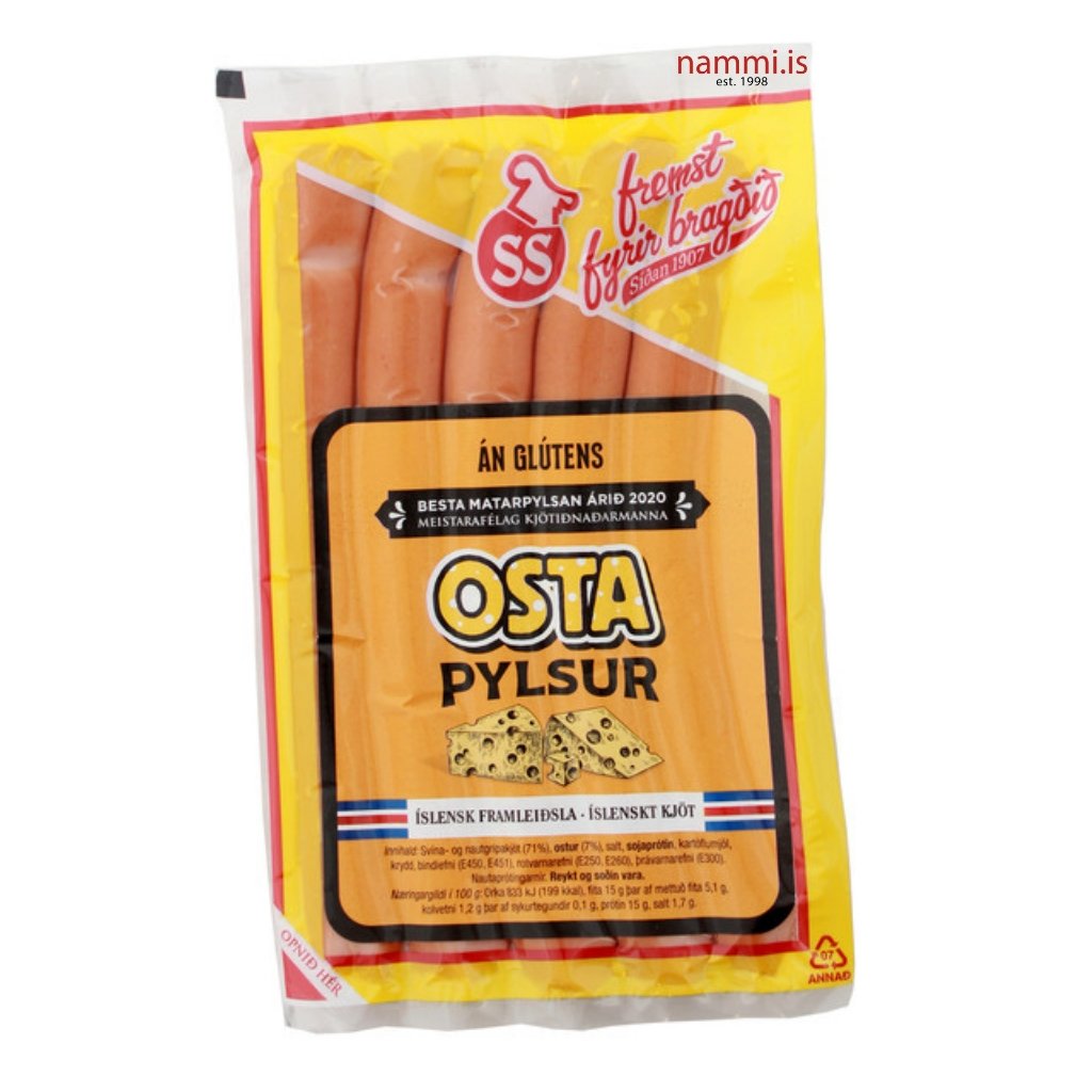 Ostapylsur Icelandic Hot dogs with Cheese 250 gr. nammi.is