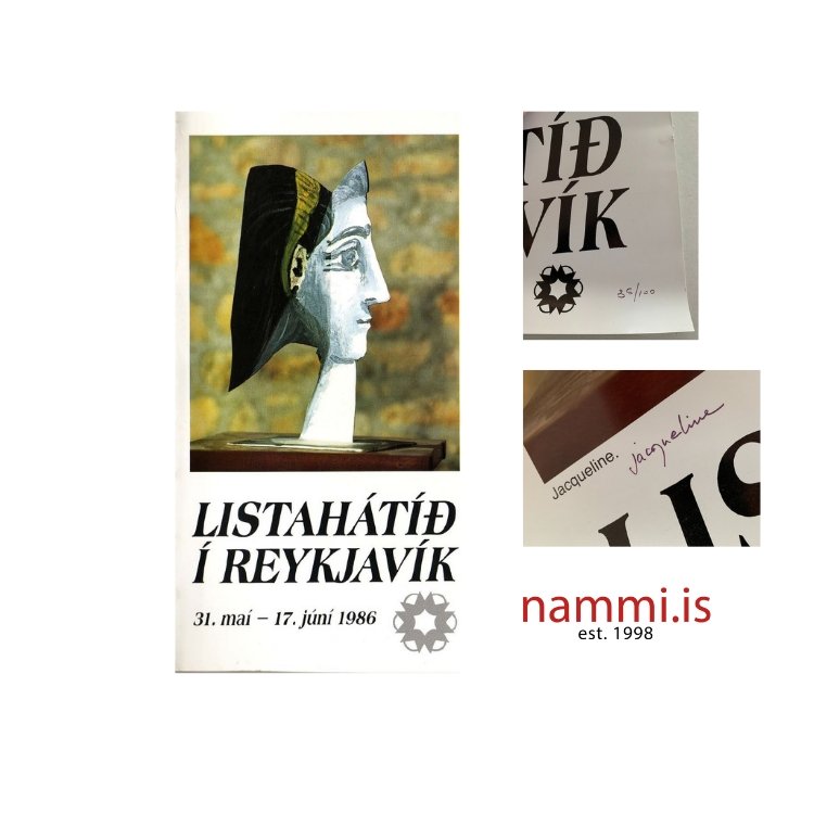 Poster from Listahátíð 1986 / signed by Jacqueline Picasso - nammi.is