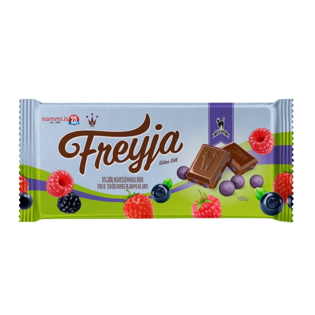 Rjómasúkkulaði með Skógarberjaperlum (100gr) - nammi.isFreyja