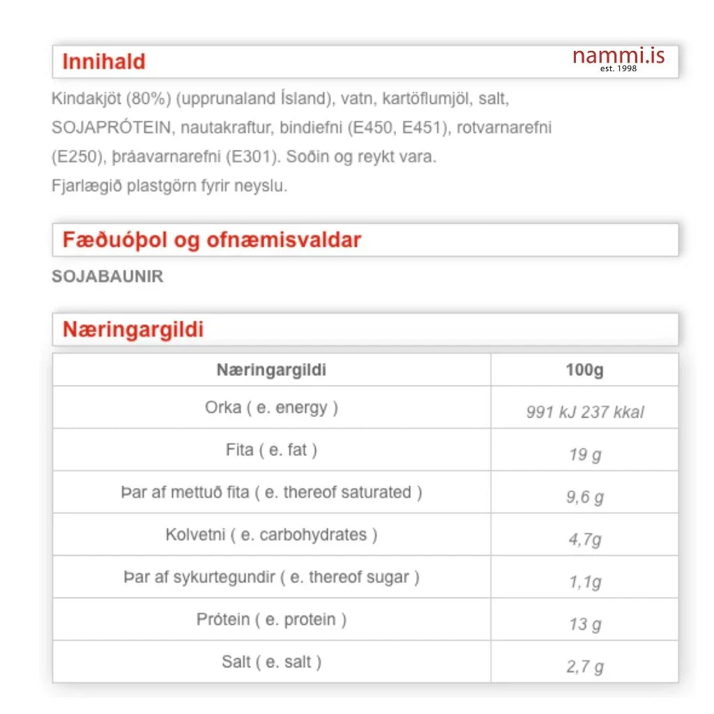 Smoked Sausage / Kindabjúgu (350-400 gr.) - nammi.is