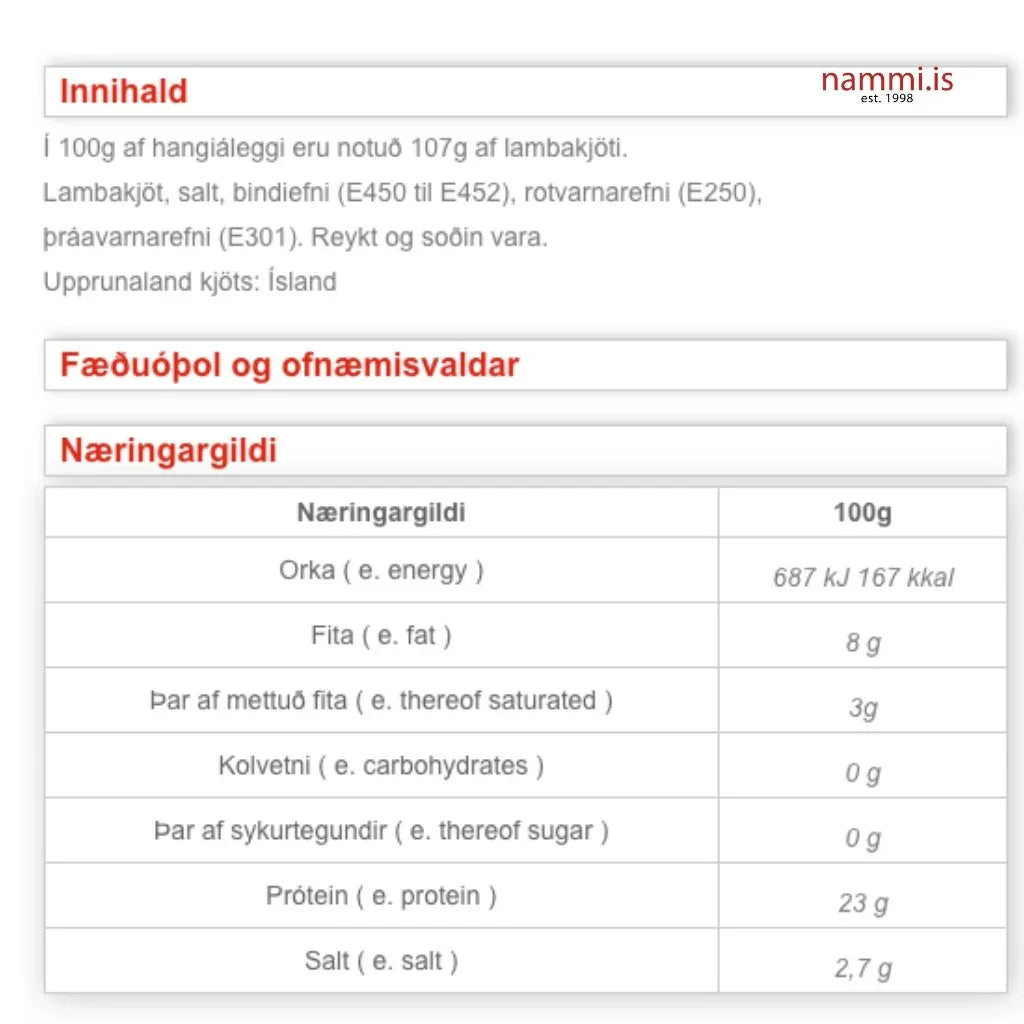 Smoked Sliced Leg of Lamb / Hangiálegg (200-225 gr.) - nammi.is