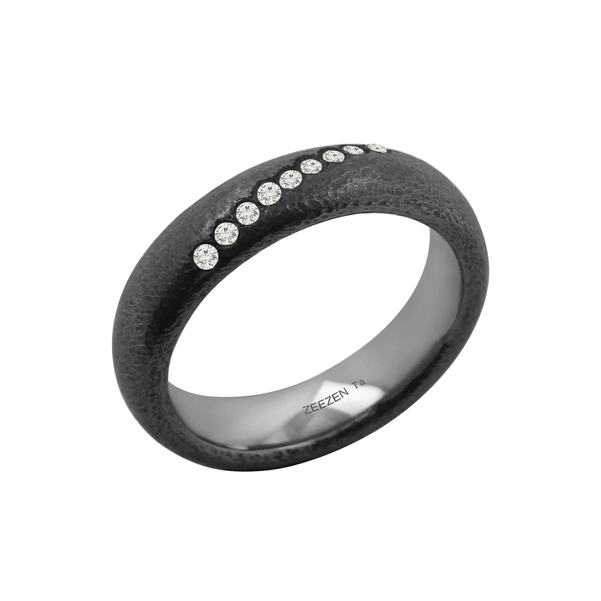 Tantalum Ring w/ Lab-Grown Diamonds - Black Surface - nammi.isÓfeigur