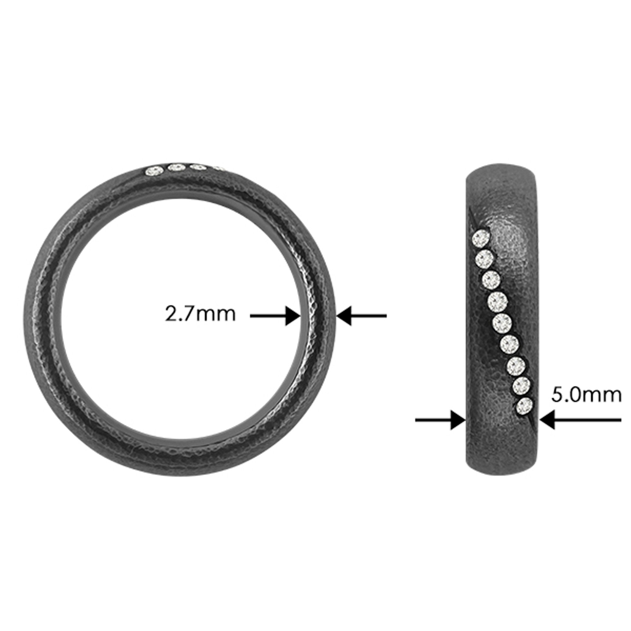 Tantalum Ring w/ Lab-Grown Diamonds - Black Surface - nammi.isÓfeigur