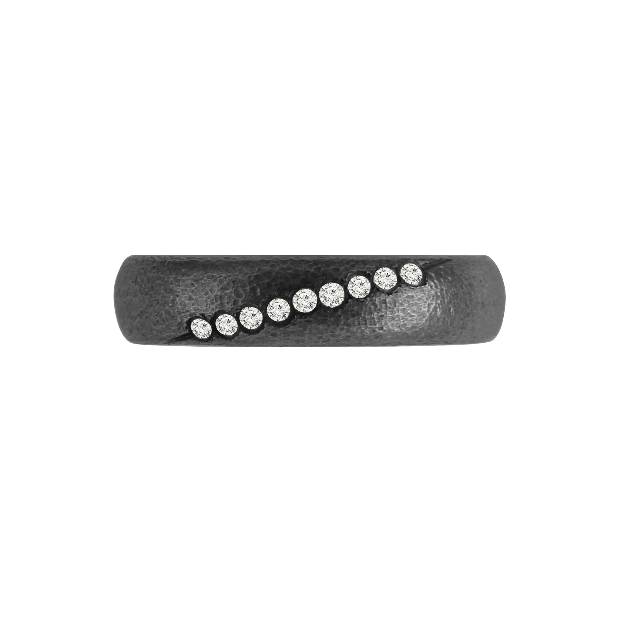 Tantalum Ring w/ Lab-Grown Diamonds - Black Surface - nammi.isÓfeigur