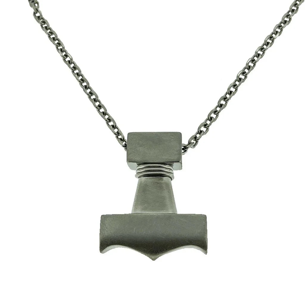 Thors Hammer - Titanium Large - Matt - chain - nammi.isÓfeigur
