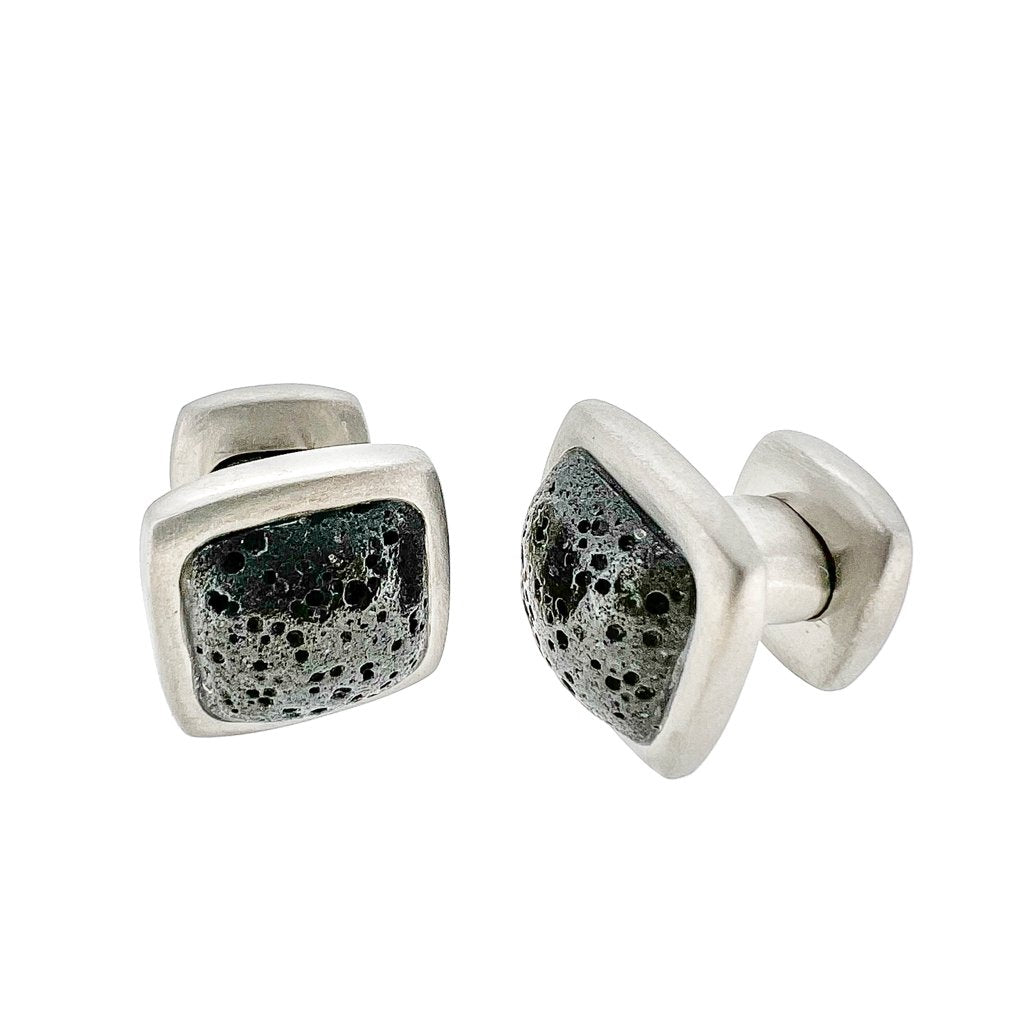 Titanium Cufflinks With Icelandic Lava Stone - nammi.isÓfeigur