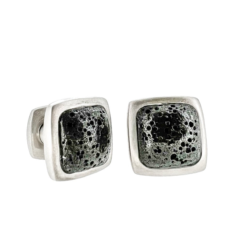 Titanium Cufflinks With Icelandic Lava Stone - nammi.isÓfeigur