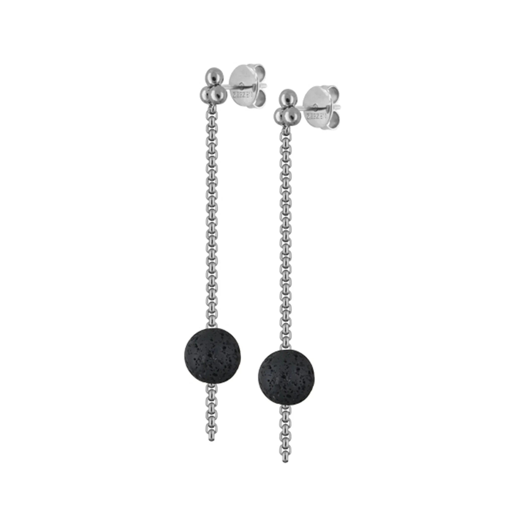 Titanium dangle earrings w/ Lava Beads 8mm - nammi.isÓfeigur