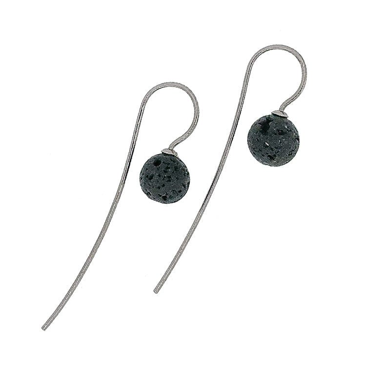 Titanium Earhook w/ Lava Beads 8mm - nammi.is