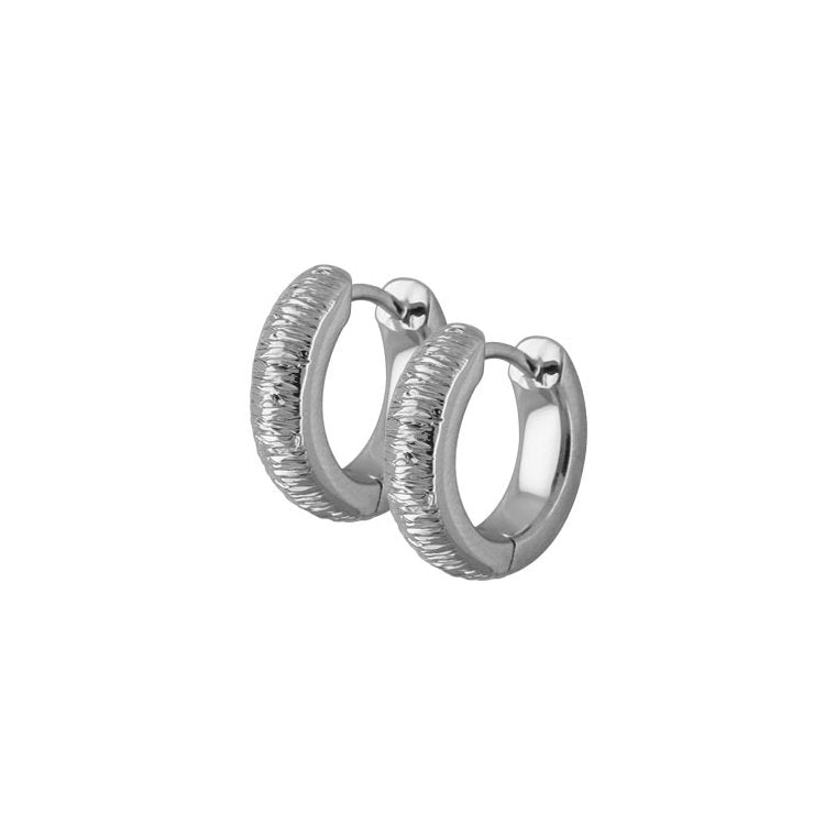 Titanium - Hoop earrings - Creole - Polished / Corner Hammered dia 9mm - nammi.is