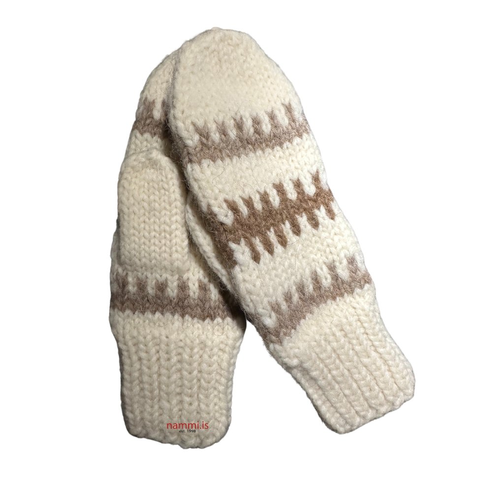 Wool Mittens - white/brown - nammi.isCustom Made