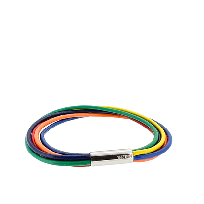 Rainbow Bracelet - 6 colors (orange, yellow, red, green, blue, purple) leather 2mm with titanium magnetic lock - surface polished