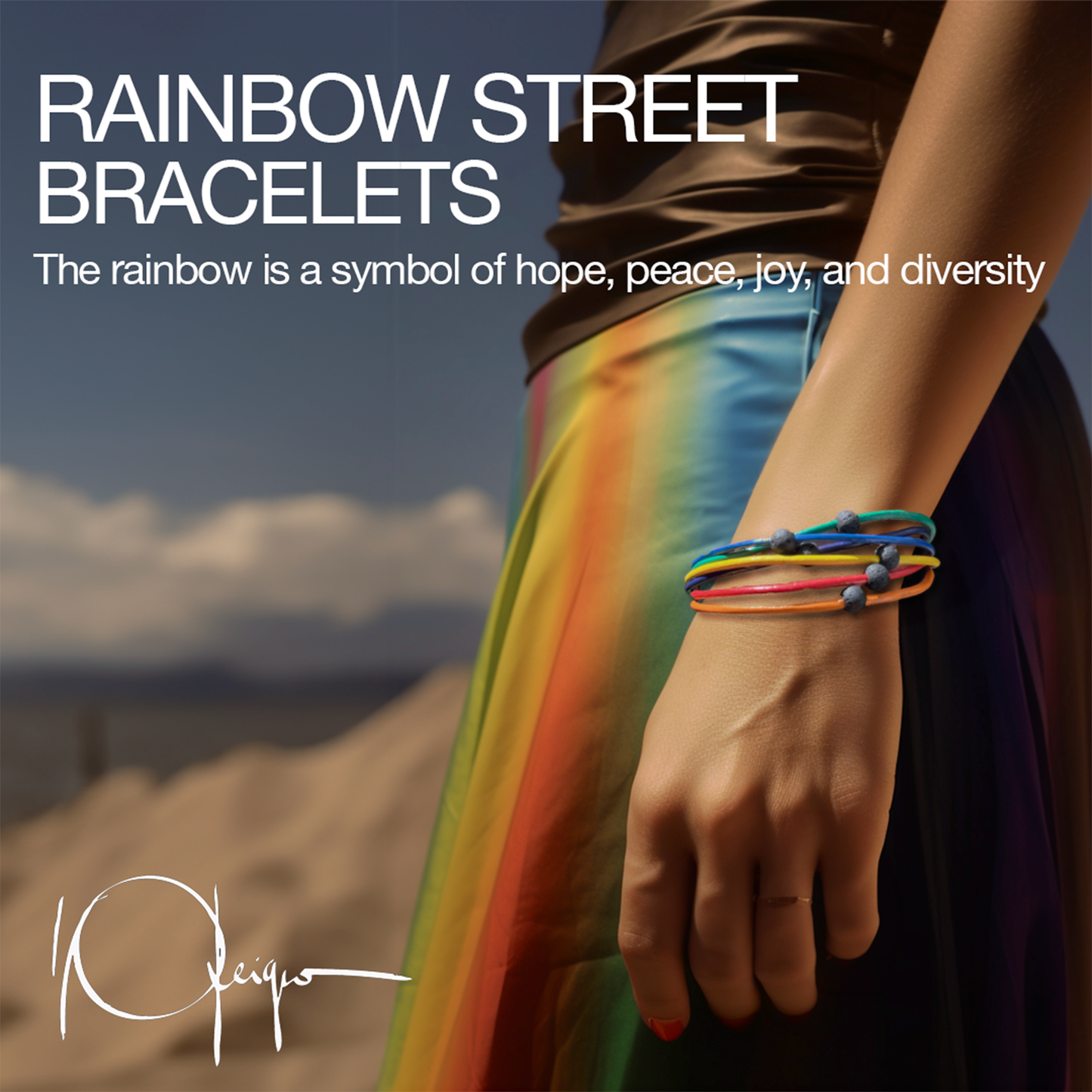 Rainbow Street Bracelet With 6 Lava Stones