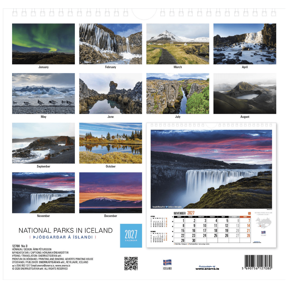 National Parks in Iceland Calendar 2027 - nammi.isSnerra