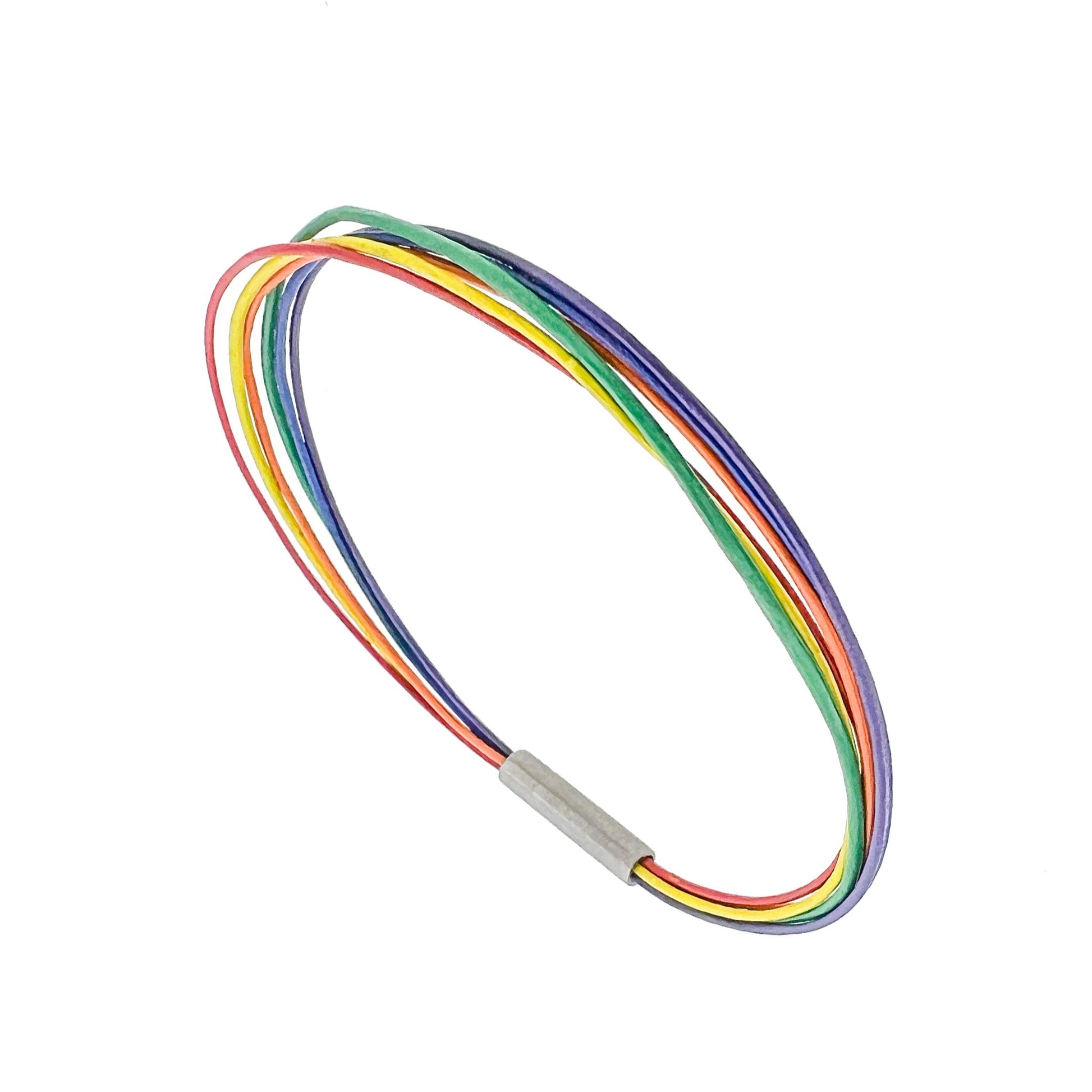 Rainbow Leather Bracelet - 3.5mm Titanium Lock - nammi.isÓfeigur