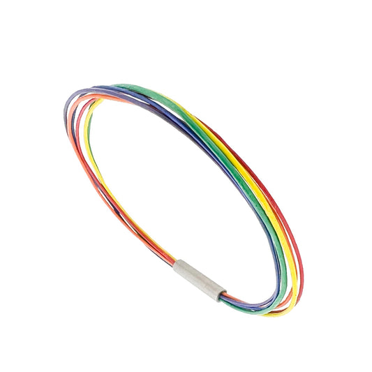 Rainbow Leather Bracelet - 3.5mm Titanium Lock - nammi.isÓfeigur
