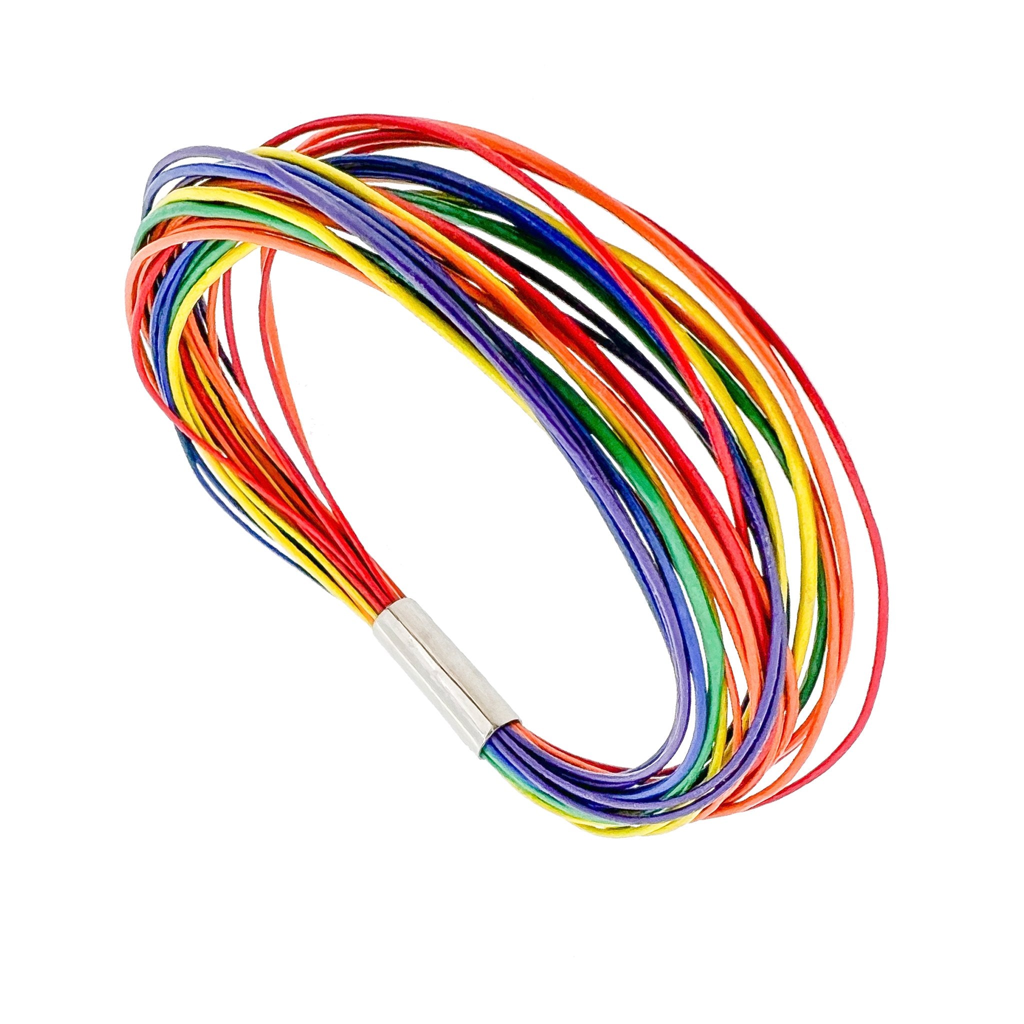 Rainbow Leather Bracelet - 6mm Titanium Lock - nammi.isÓfeigur