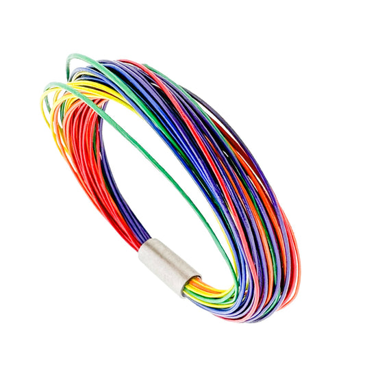 Rainbow Leather Bracelet - 6mm Titanium Lock - nammi.isÓfeigur