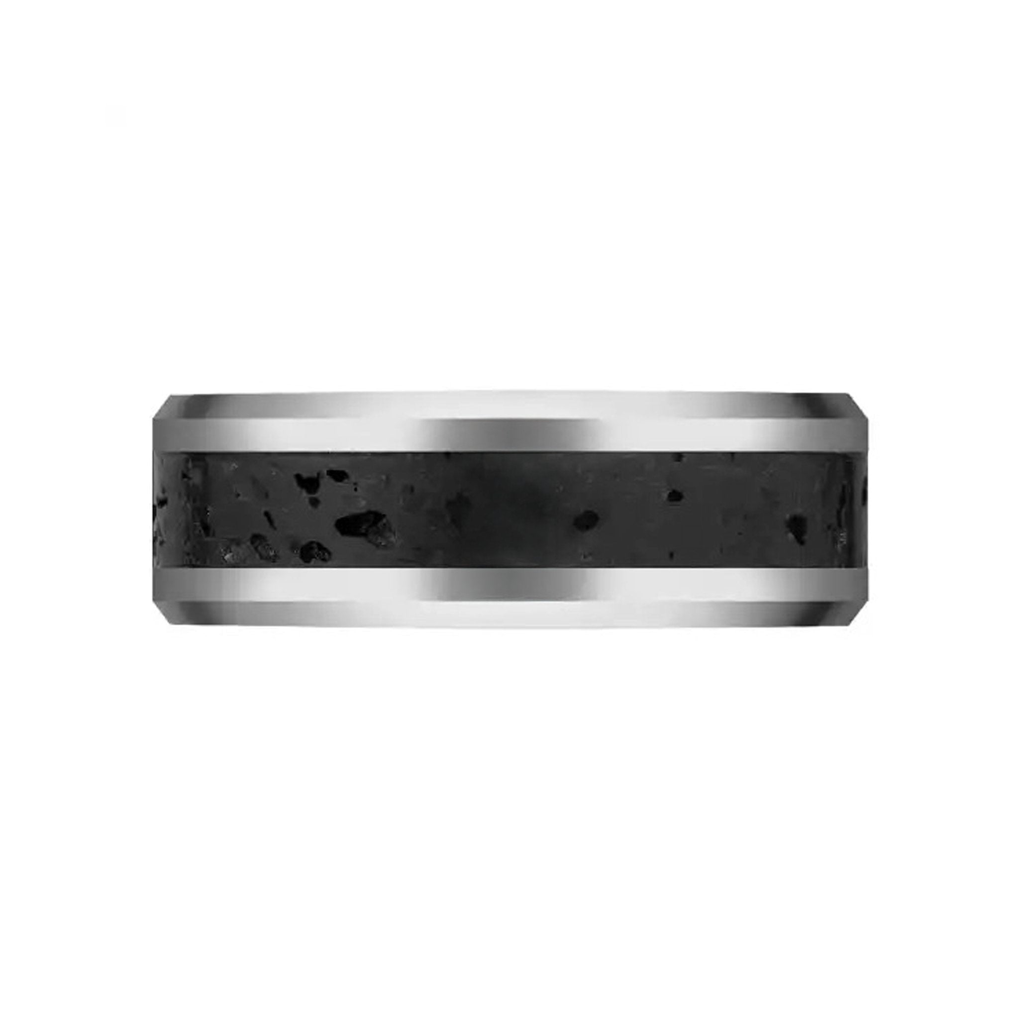 Tungsten ring with balck lava stone - nammi.isOfeigur Gullsmiðja