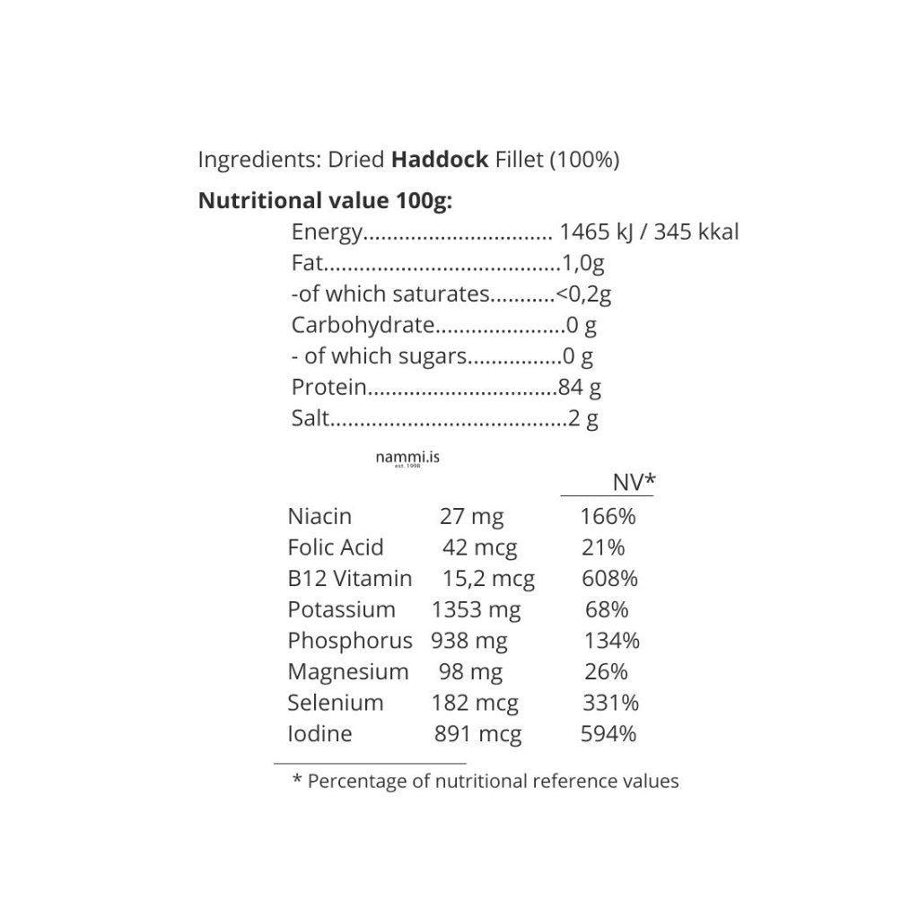 Ýsubiti / Dried Haddock (100 gr.) - nammi.isVon Iceland